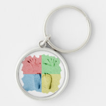 Impresiones de los pies de la mano en color de la  llavero personalizado