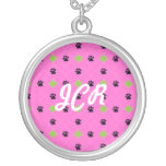 Impresiones verdes de la pata de Argyle Collares Personalizados