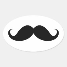 Inconformista de moda del bigote negro divertido d calcomania de oval personalizadas