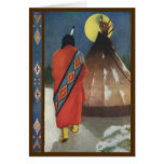 Indio y tienda de los indios norteamericanos del v tarjetón