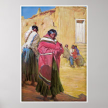 Indios fuera del pueblo de Taos de Gerald Cassidy Poster