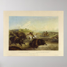 Indios que cazan el bisonte de Karl Bodmer Impresiones