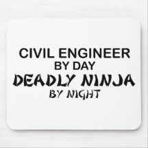 Ingeniero civil Ninja mortal por noche Alfombrillas De Raton