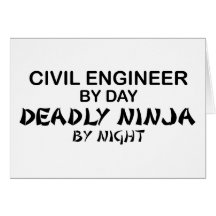 Ingeniero civil Ninja mortal por noche Tarjeta