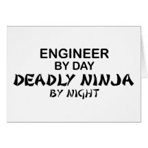 Ingeniero Ninja mortal por noche Tarjeton