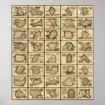 Inglaterra, País de Gales y todos los mapas ingles Posters