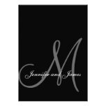 Inicial blanca negra elegante de las invitaciones  invitaciones personales 
