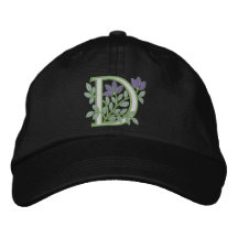 Inicial D del monograma de la flor Gorras Bordadas