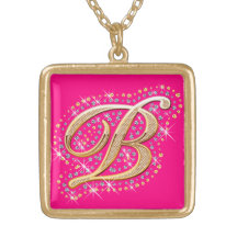 Inicial de oro B - collar lindo