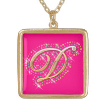 Inicial de oro D - collar lindo