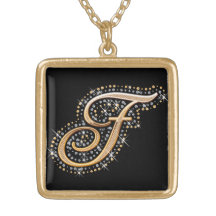 Inicial de oro F - collar
