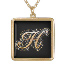 Inicial de oro H - collar