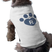 Inicial del corazón de Pawprint (r) Camisa De Mascota