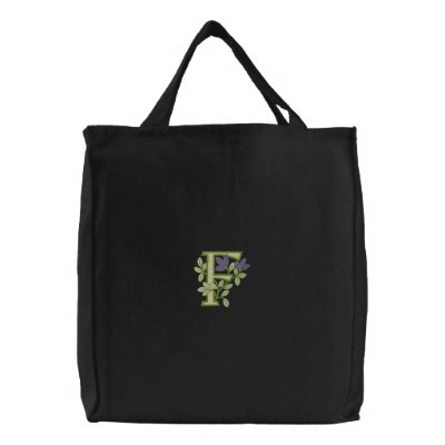Inicial F del monograma de la flor Bolsas De Mano Bordadas Inicial F del monograma de la flor Bolsas De Mano Bordadas