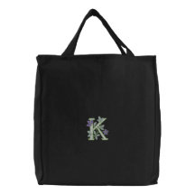 Inicial K del monograma de la flor Bolsas De Lienzo