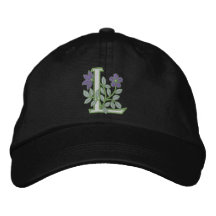 Inicial L del monograma de la flor Gorras Bordadas