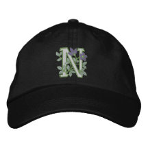 Inicial N del monograma de la flor Gorra De Beisbol