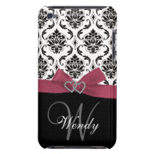 Inicial personalizada, rosa, modelo negro del dama iPod touch Case-Mate carcasa