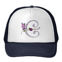 Inicial preciosa E de la mariposa Gorro De Camionero