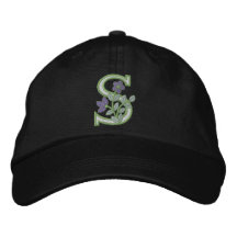 Inicial S del monograma de la flor Gorras Bordadas