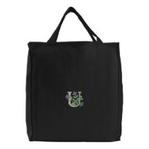 Inicial U del monograma de la flor Bolsas Bordadas