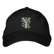 Inicial Y del monograma de la flor Gorra De Béisbol Bordada