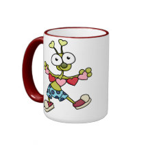 Insecto del amor con la taza de los corazones