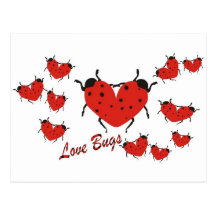 Insectos del amor tarjetas postales