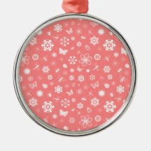 Insectos y flores blancos (fondo rojo del vector d adorno de navidad