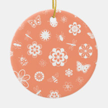 Insectos y flores blancos (naranja del vector de l ornamento para arbol de navidad