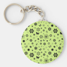 Insectos y flores (verde del vector de hierba) llavero