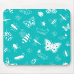 Insectos y mariposas blancos (fondo del vector del alfombrillas de raton