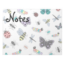 Insectos y mariposas coloridos del vector bloc de papel