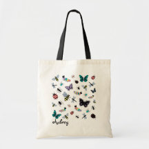 Insectos y mariposas coloridos del vector bolsa