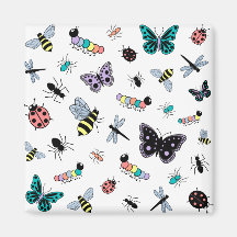 Insectos y mariposas coloridos del vector imanes de nevera