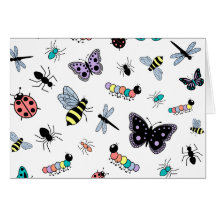 Insectos y mariposas coloridos del vector felicitaciones