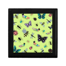 Insectos y mariposas coloridos (parte posterior de caja de joyas