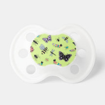 Insectos y mariposas coloridos (parte posterior de chupete de bebé