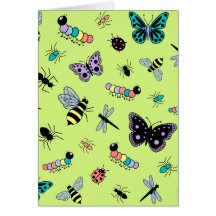 Insectos y mariposas coloridos (parte posterior de tarjeta