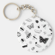 Insectos y mariposas lindos del vector llavero personalizado