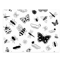 Insectos y mariposas lindos del vector postales
