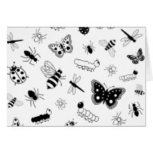 Insectos y mariposas lindos del vector felicitación