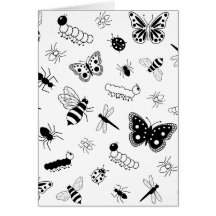 Insectos y mariposas lindos del vector tarjetas