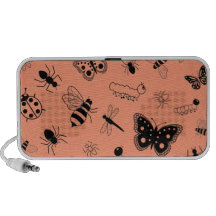 Insectos y mariposas lindos (naranja del vector de notebook altavoces