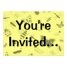Insectos y mariposas lindos (parte posterior amari invitacion personalizada