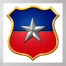 Insignia chilena del escudo de la bandera del escu poster