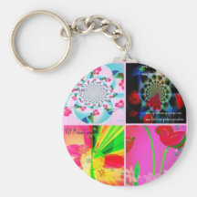 Insignia del collage de la flor llavero personalizado