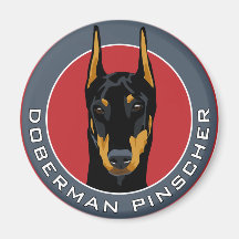 Insignia del Doberman, negra con rojo Imanes