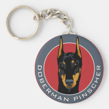Insignia del Doberman, negra con rojo Llaveros