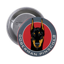 Insignia del Doberman, negra con rojo Pins